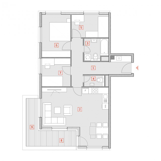 Četverosobni stan, 2.kat - Tlocrt stana