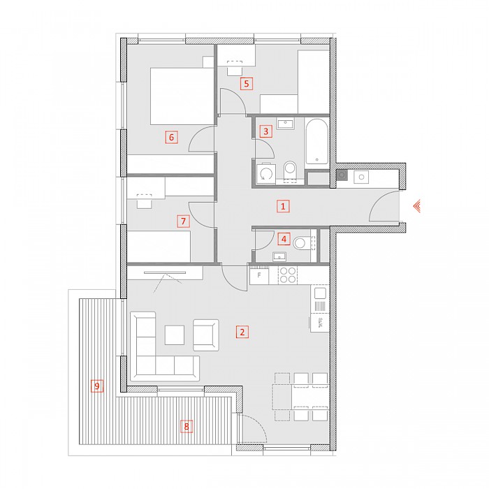 Četverosobni stan, 2.kat - Tlocrt stana