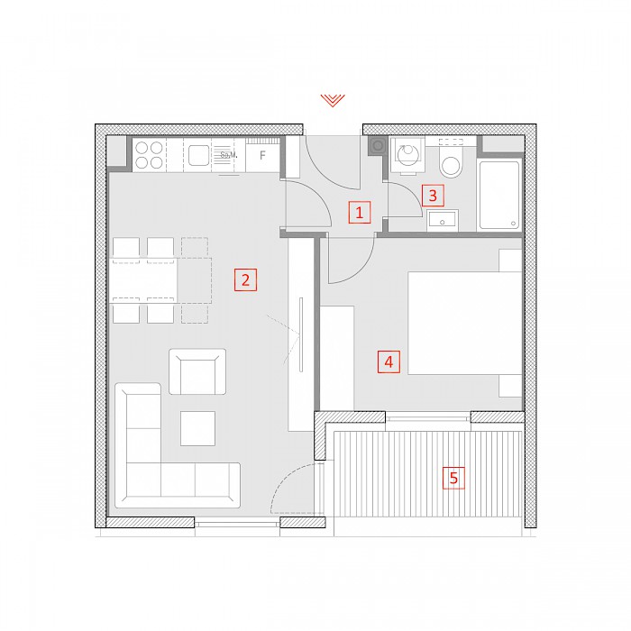 Dvosobni stan, 3.kat - Tlocrt stana