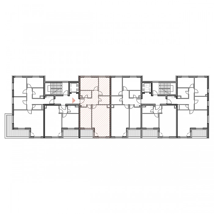 Četverosobni stan, 3.kat - Prikaz stana u objektu - Tlocrt