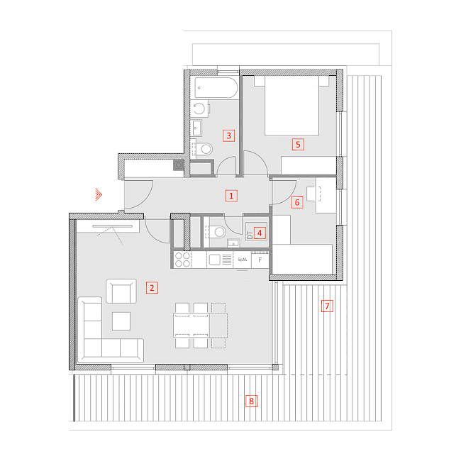 Četverosobni stan, 4.kat - Tlocrt stana