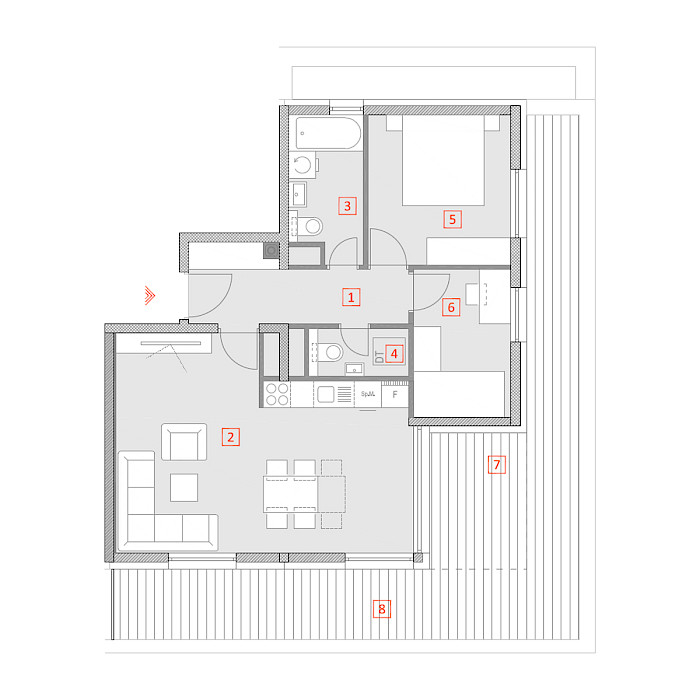Četverosobni stan, 4.kat - Tlocrt stana