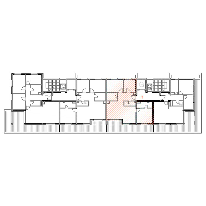 Četverosobni stan, 4.kat - Prikaz stana u objektu - Tlocrt